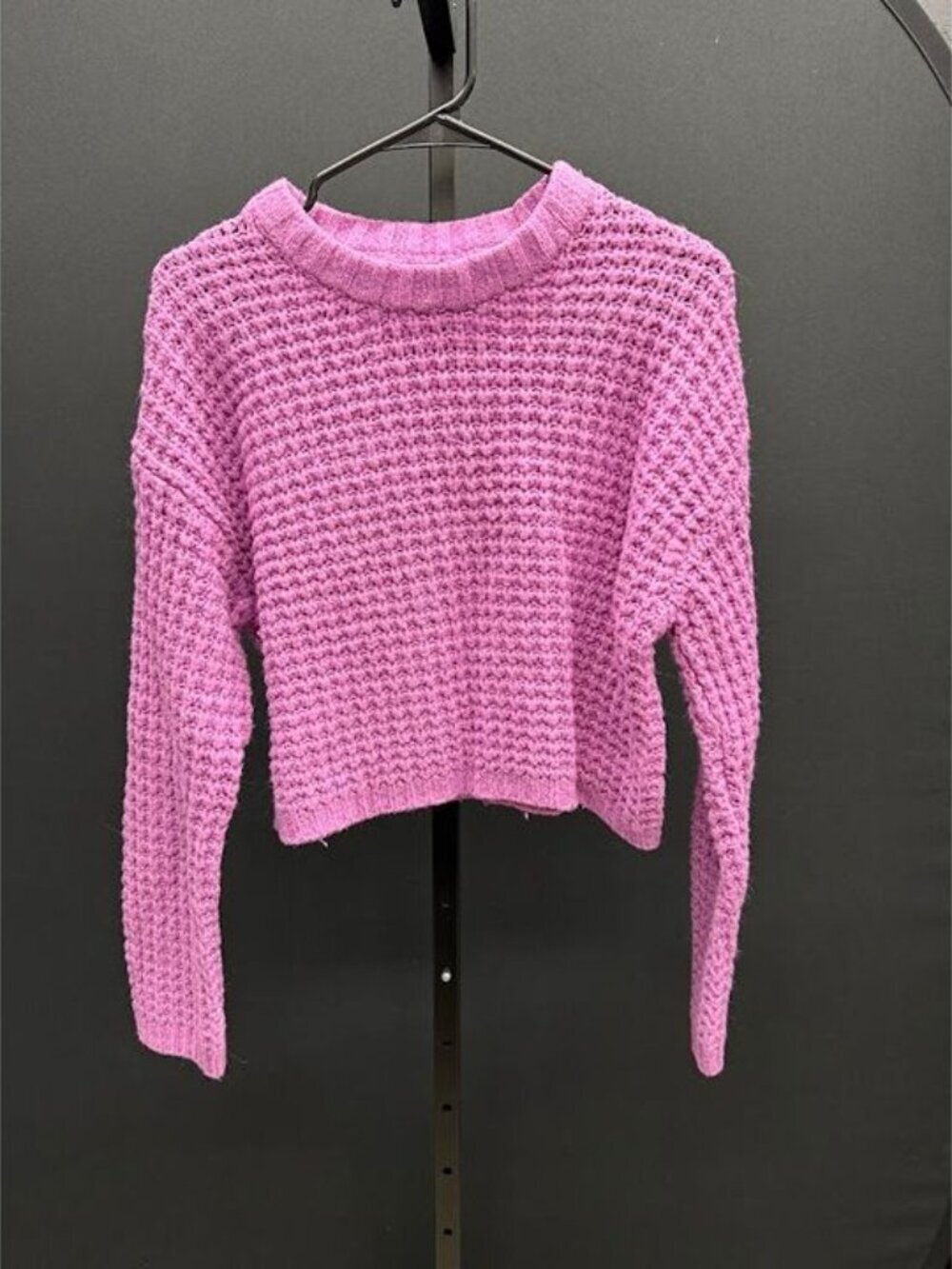 Wild Fable Purple Fushia Cropped Knit Crewneck Sweater